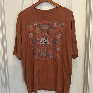 Natural Life XXL Orange Live Happy Graphic T-Shirt